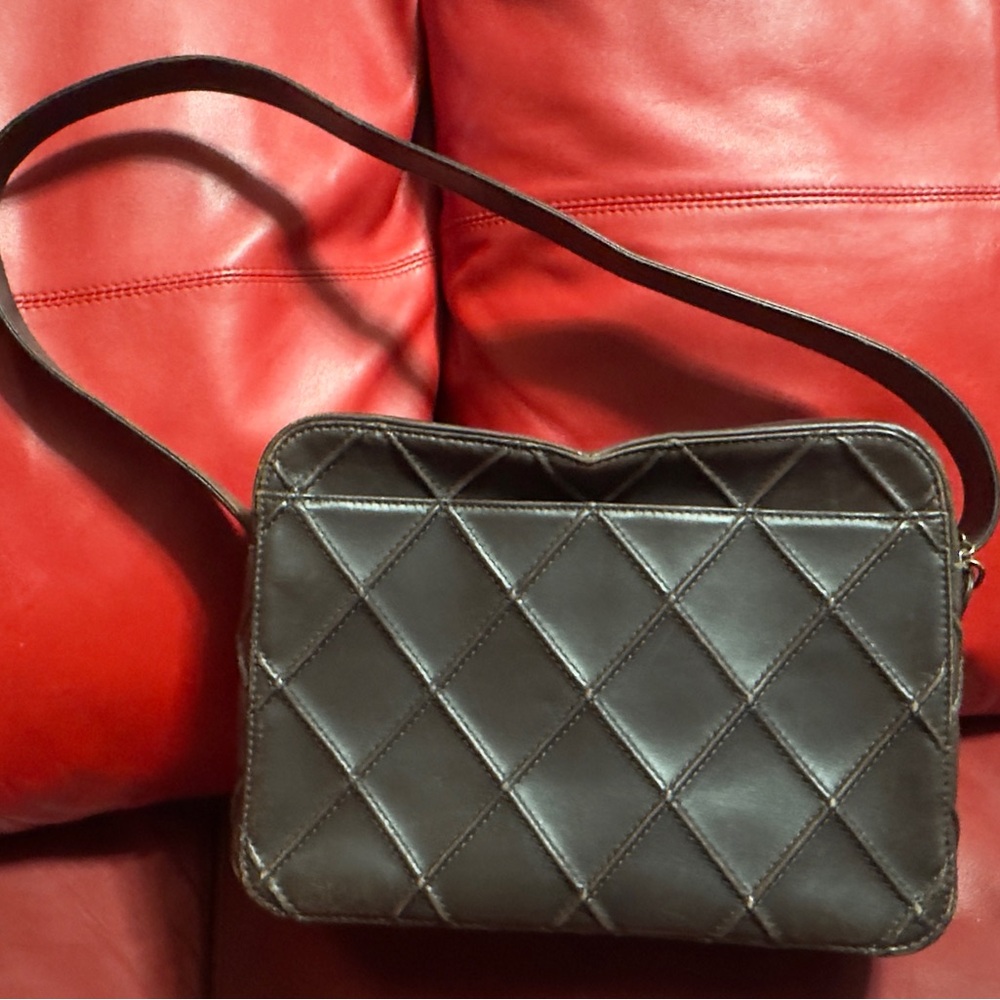 Chanel Timeless Camera Shoulder Bag Lambskin Quilted Leather Brown